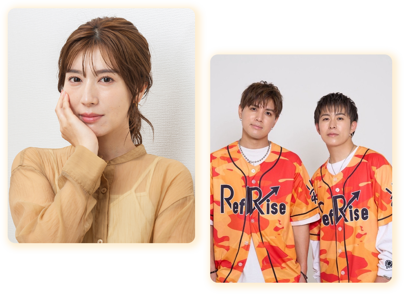 女性タレントと男性2人組タレントの写真セット